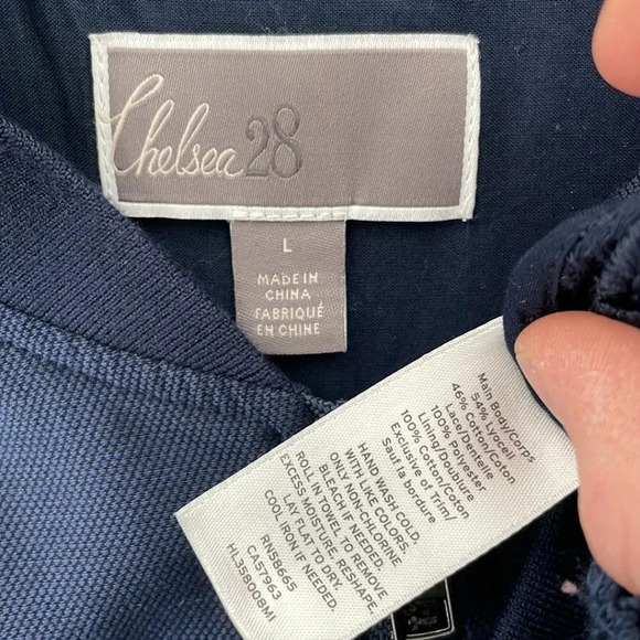 Chelsea28 Lace Jacket Full Zip Lace Back Navy Blue Size Large L - Picture 13 of 15